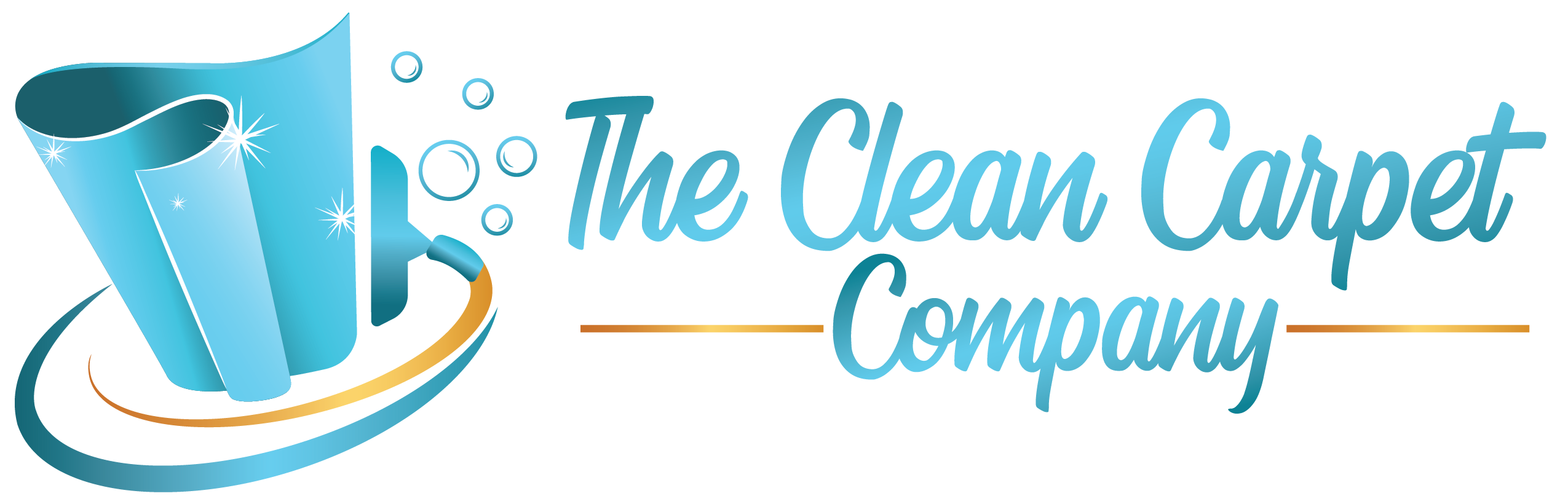 The Clean Carpet Company Logo, carpet being cleaned by a vacuum
